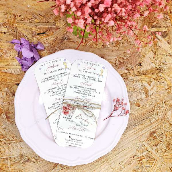 Menu piccolo carta riciclata RAFFA GIRAFFA